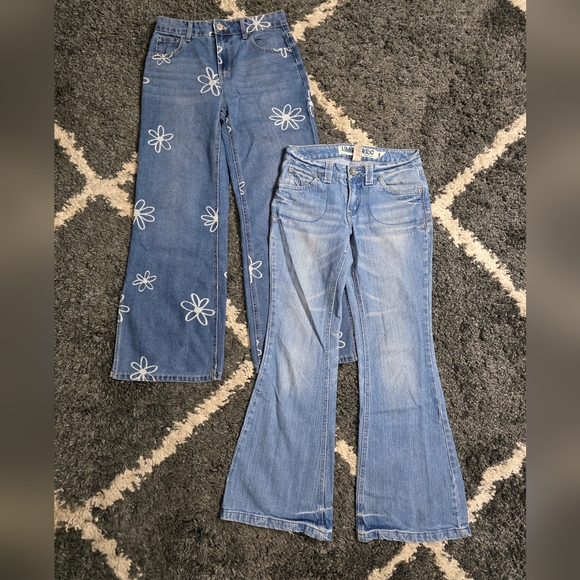 Girl's Lot of 2 Jeans Limited Too & Justice Boho Flared Wide Leg Size 12 - Picture 1 of 13